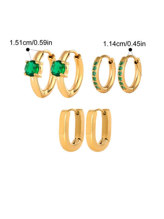 Emerald Set of 3 Earrings