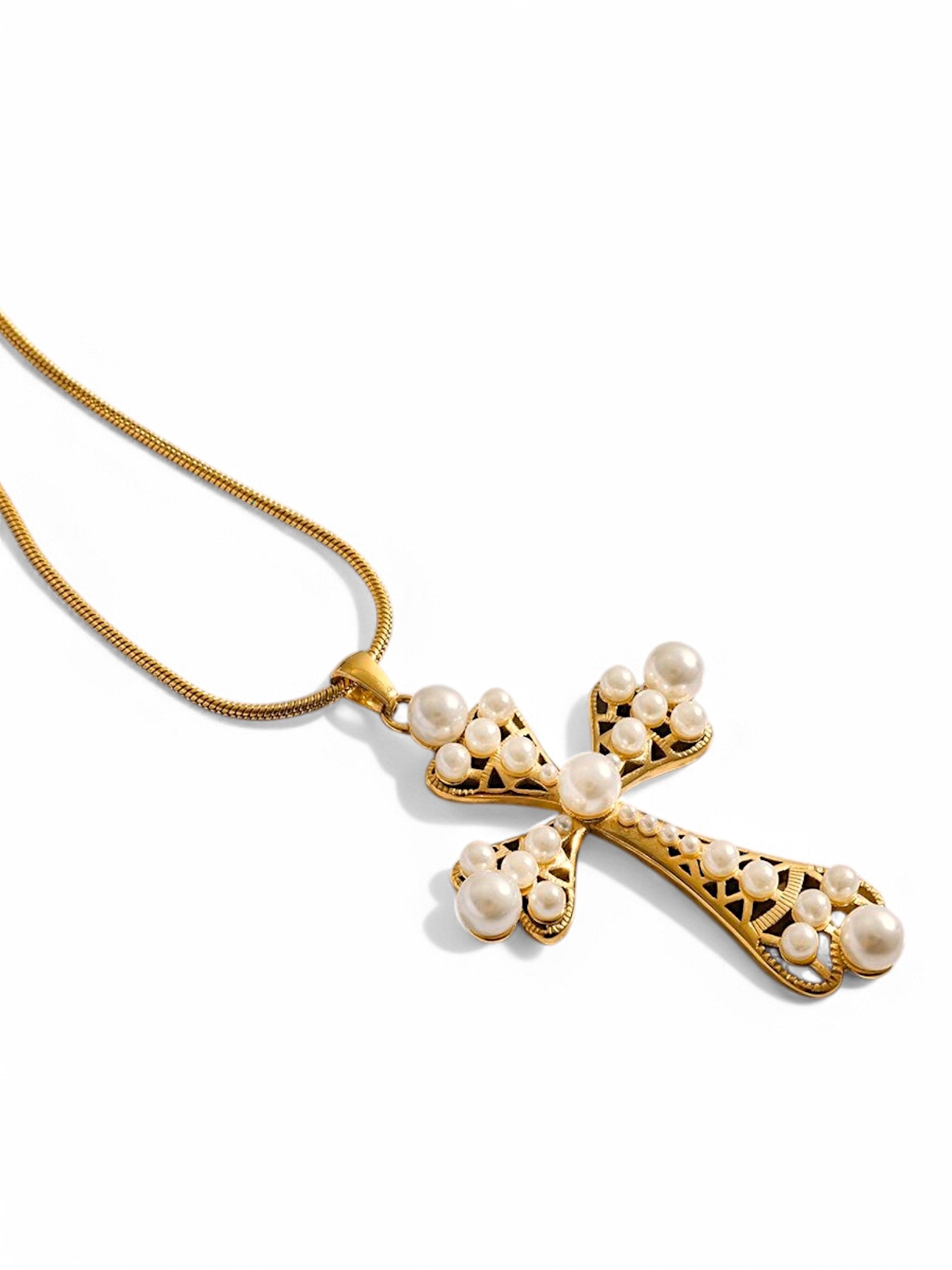 Holy Cross Necklace - Pearl