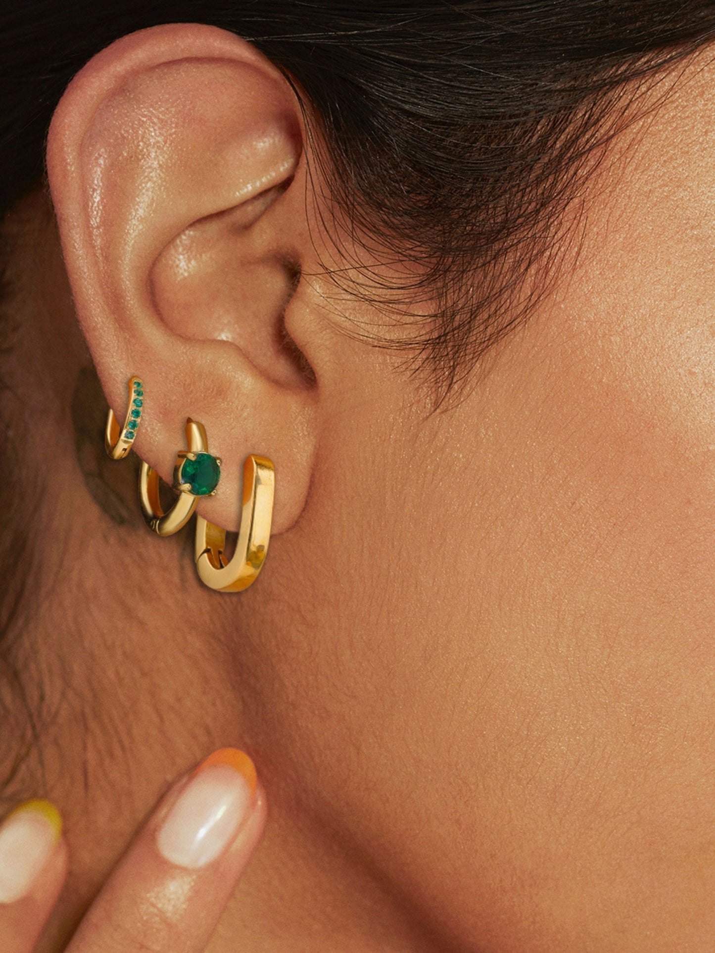 Emerald Set of 3 Earrings