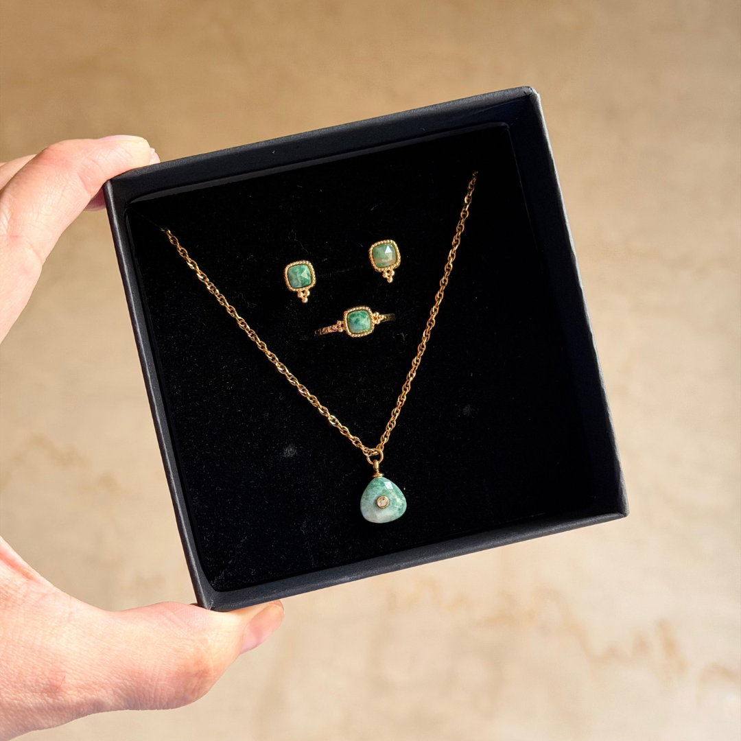 African Jade Victorian Lucky Charm Set