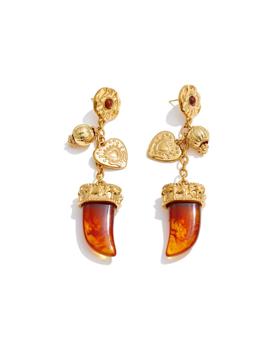 Amber Relic Drop Earrings
