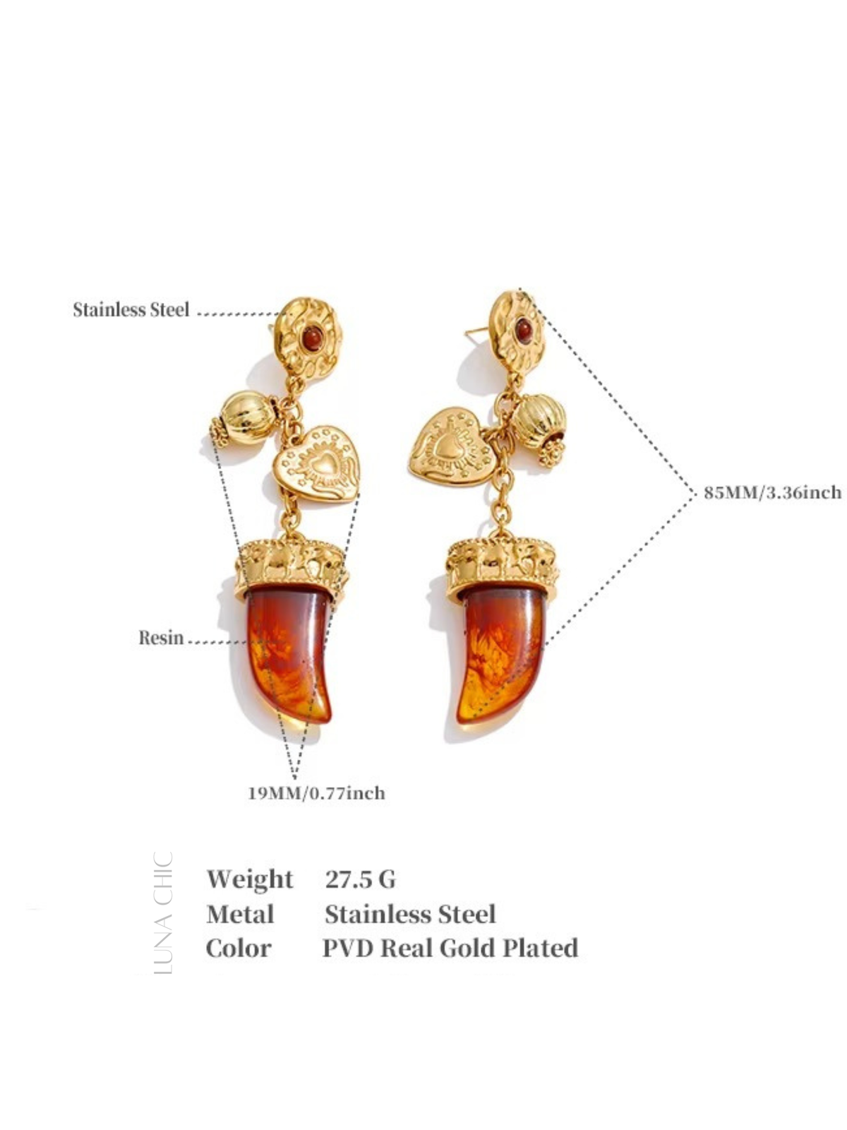 Amber Relic Drop Earrings