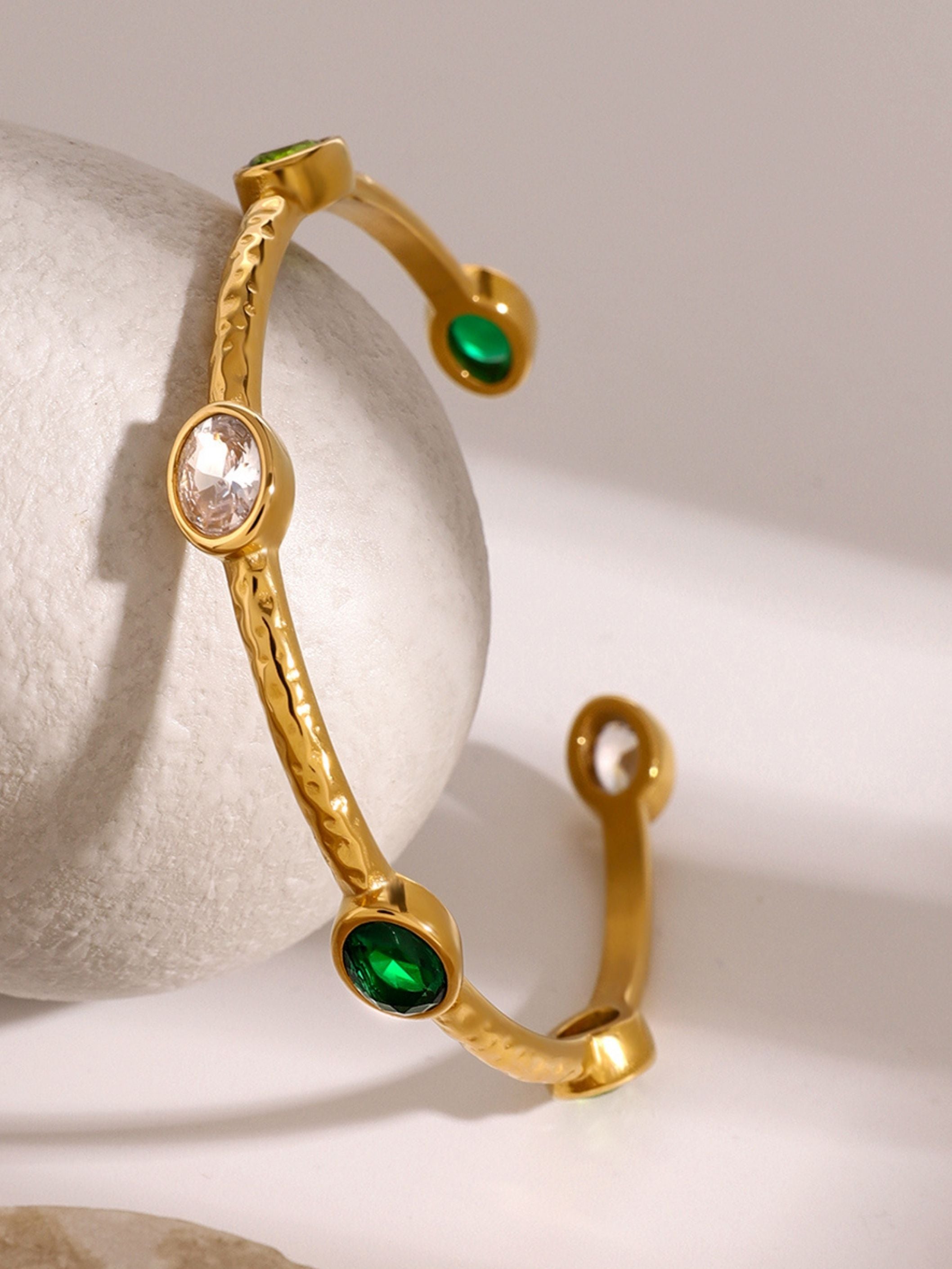 Green Stone Cuff Bracelet