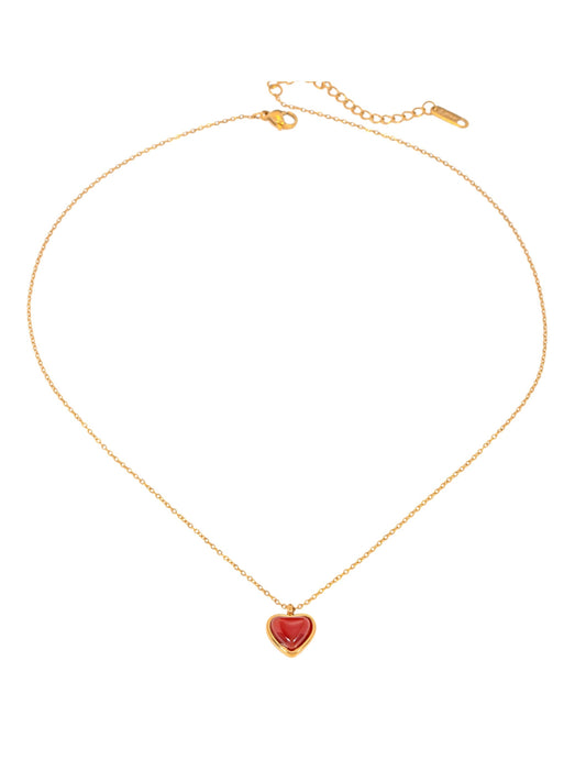 Red Agate Heart Neckalce