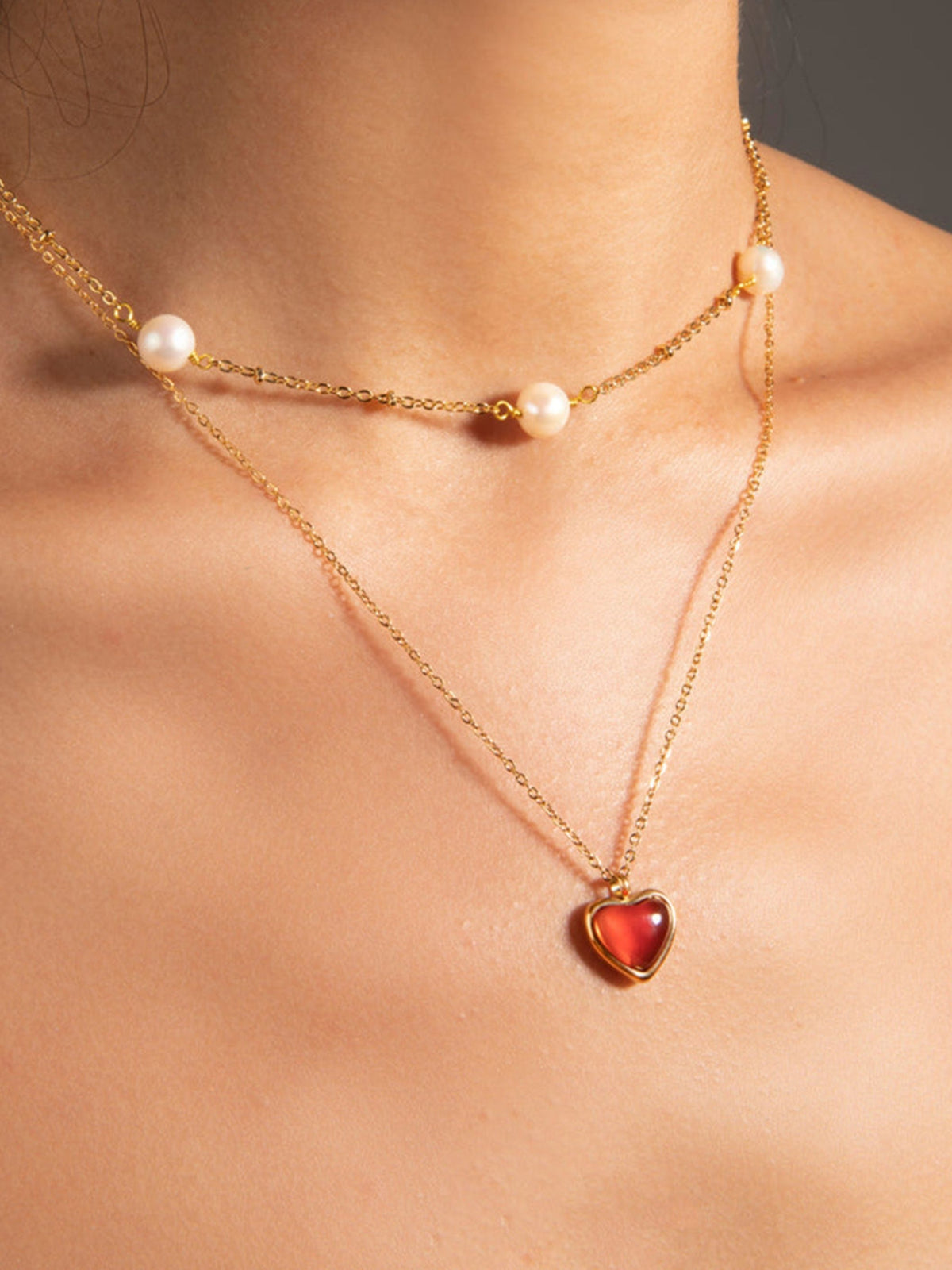 Red Agate Heart Neckalce