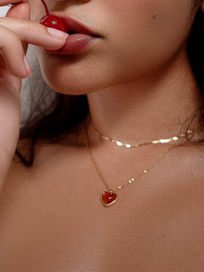 Red Agate Heart Neckalce