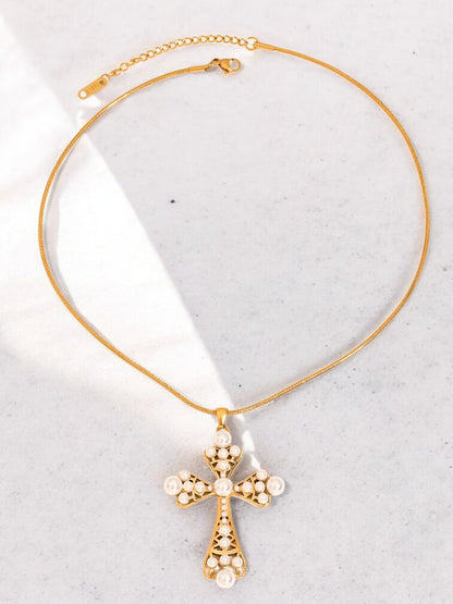 Holy Cross Necklace - Pearl