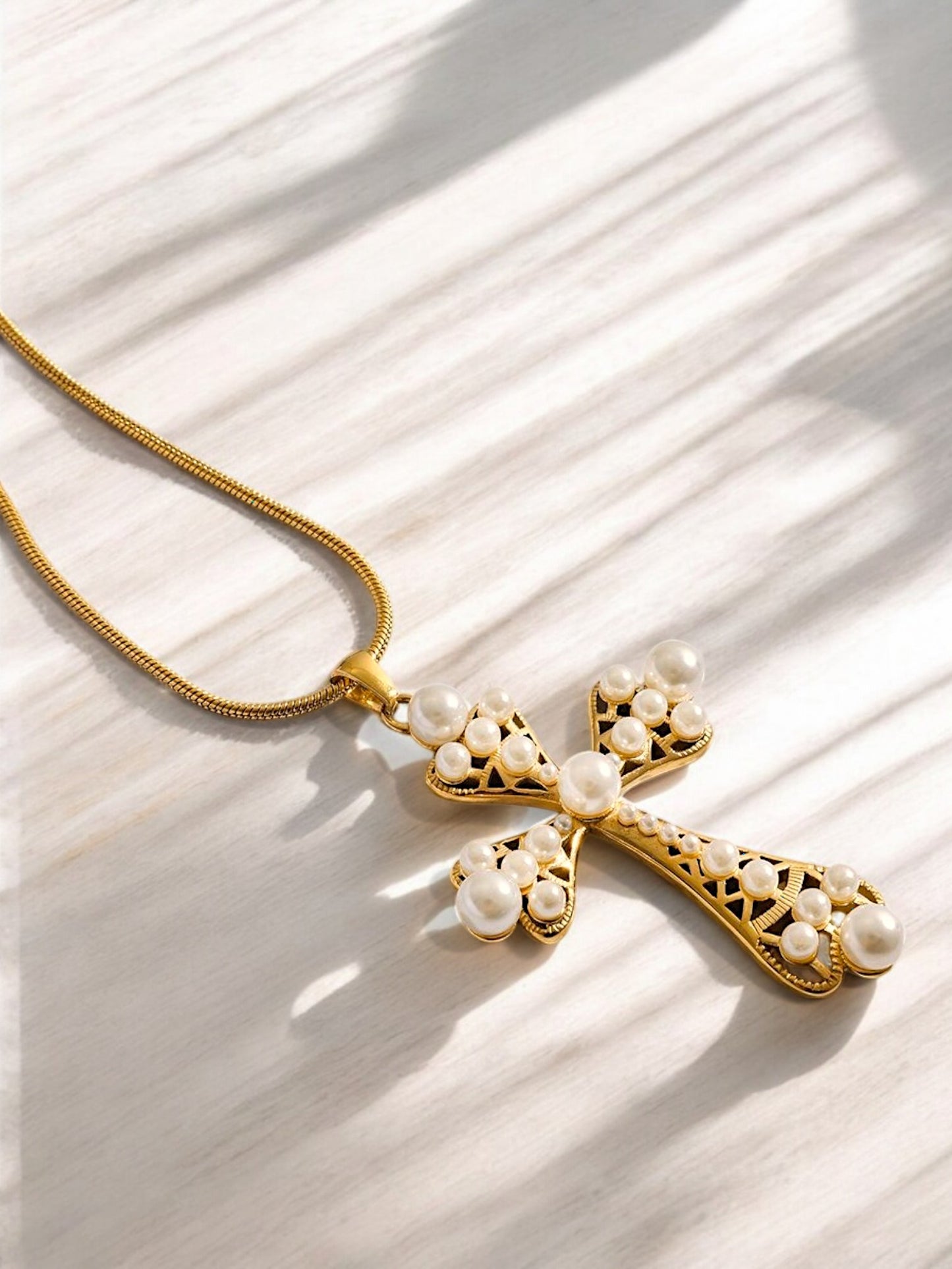 Holy Cross Necklace - Pearl