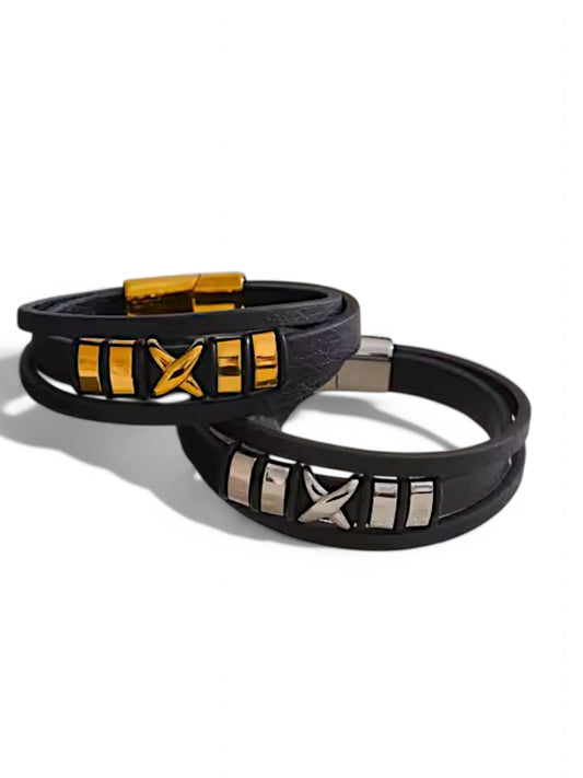 X Men's Leather Bracelet