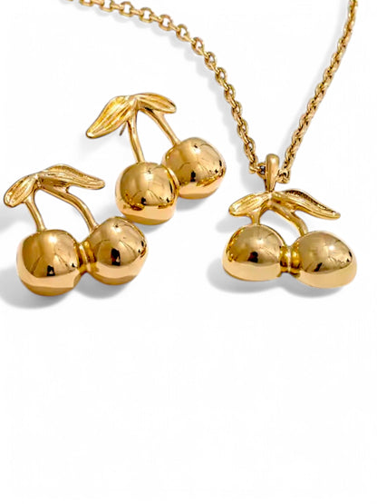 Cherry Necklace & Earrings Set