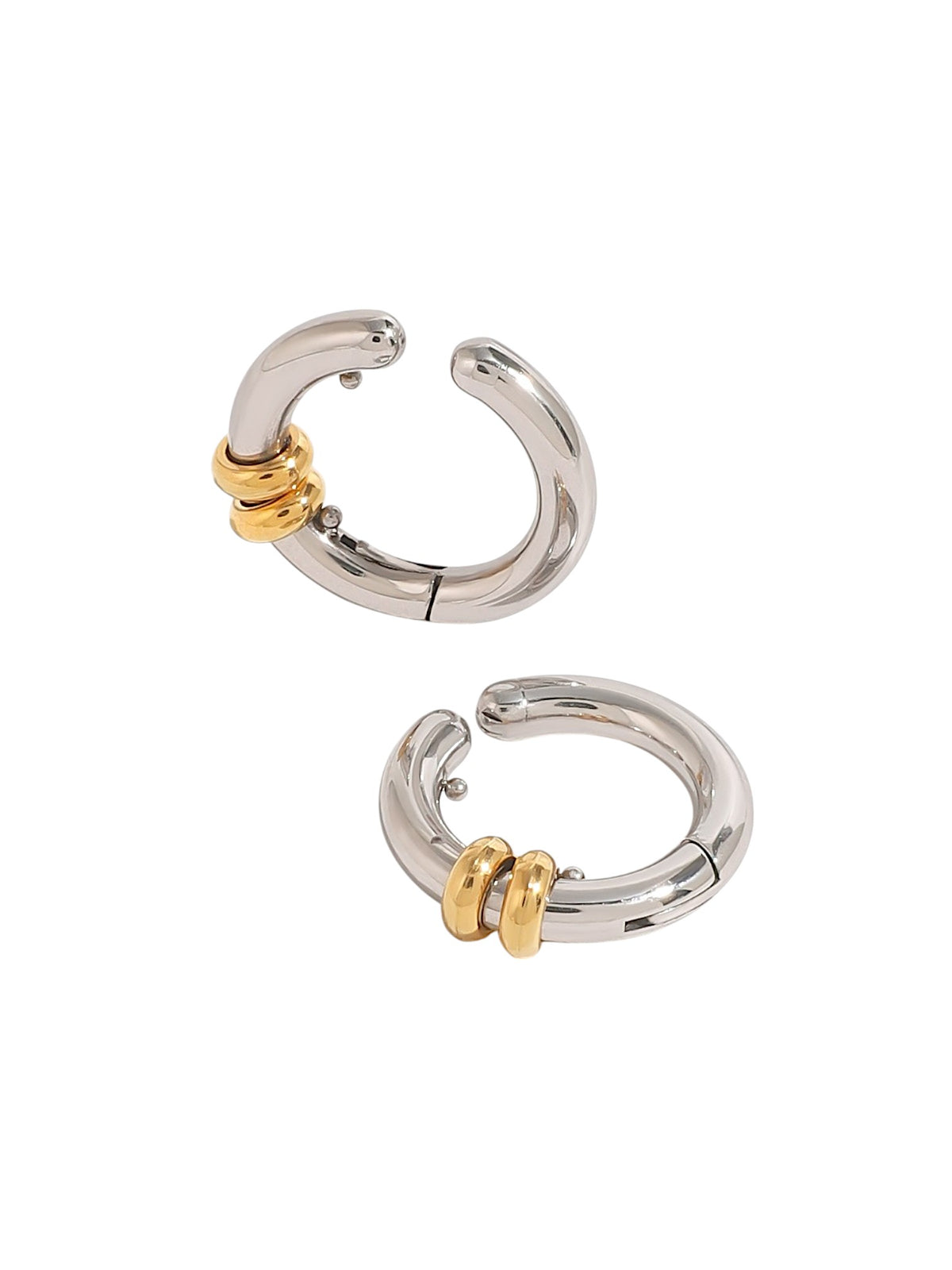 Twin Metal Cuff Earrings - Set of 3