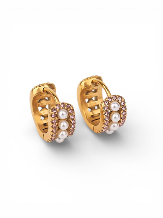 Pearl Bloom Mini Hoops