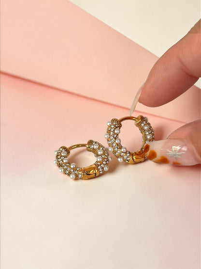 Pearl Crystal Hoops